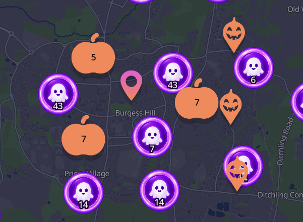 Best places to trick-or-treat in Burgess Hill | Map