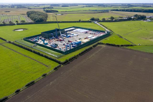 An aerial view of the Cuadrilla shale gas extraction (fracking) site in Lancashire from 2019 (Photo by Christopher Furlong/Getty Images)