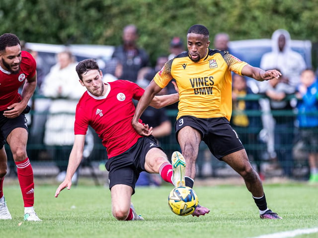 Action from the pre-season friendly between Three Bridges and Crawley Town. Crawley Town won 2-1 thanks to two goals from Danilo Orsi. Picture: Eva Gilbert