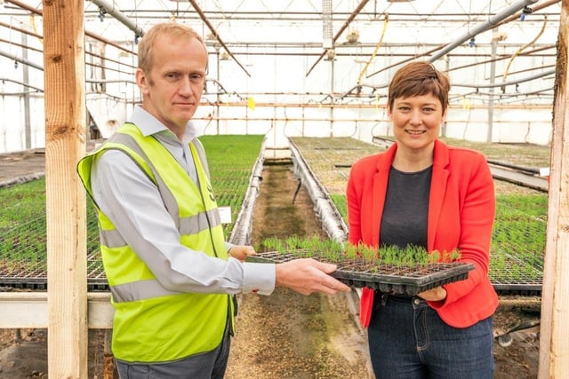 National Highways executive director Malcolm Dare with Greenwood Plants managing director Melanie Asker