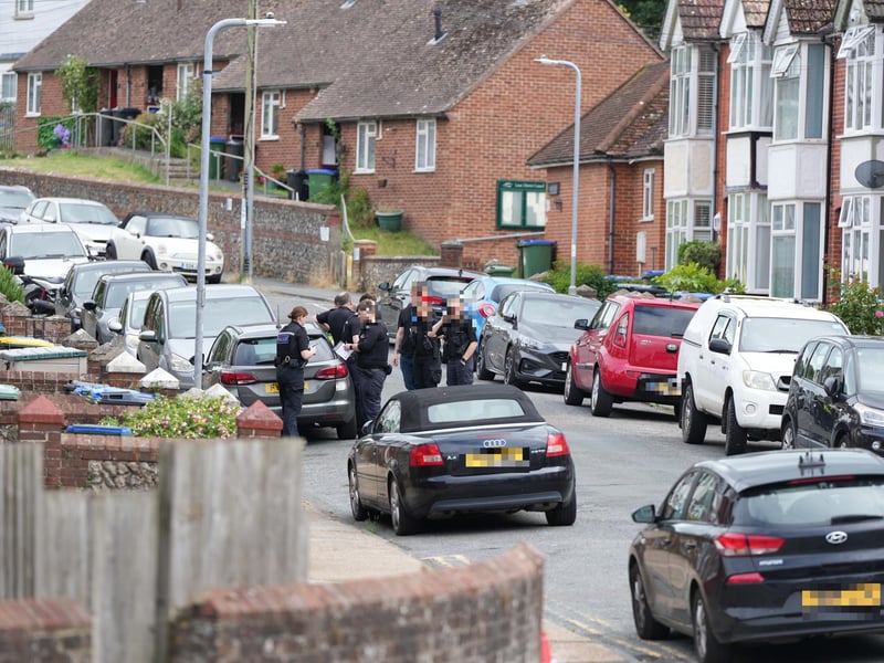 Police in Newfield Road, Newhaven, on Thursday, July 24