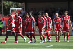 Crawley Town players before Saturday's game with Newport County | Picture: Natalie Mayhew/Butterfly Football