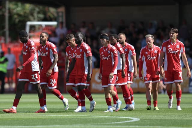 Crawley Town players before Saturday's game with Newport County | Picture: Natalie Mayhew/Butterfly Football