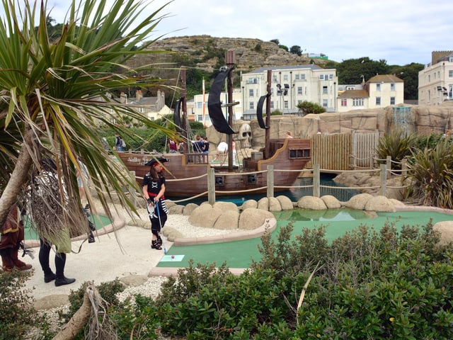 Hastings Adventure Golf on the seafront offers lots of fun and has three courses including a pirate themed course.