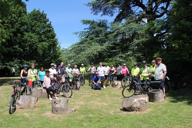 Cyclists met at Poet's Corner in Horsham Park at the start of the Shelley Bike Ride