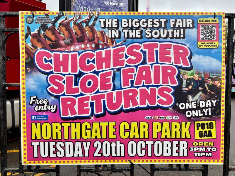 Chichester’s annual Sloe Fair returned to Northgate car park on Tuesday (October 20), bringing a colourful collection of funfair rides to the city.