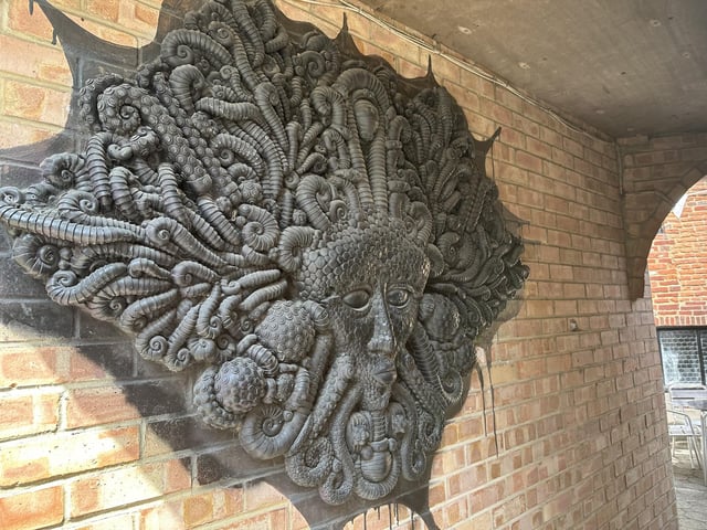 This striking work of street-art sculpture off St Martin's Street was produced by Cityzen Kane, whose portfolio includes a range of pieces inspired by tribal art.