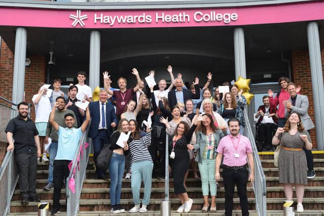 Students celebrate their A-Level results at Haywards Heath College