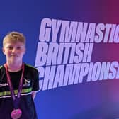 Adam Bevis at the Gymnastics British Championships competing in the Junior Men's category in Trampolining. (Image: contributed)