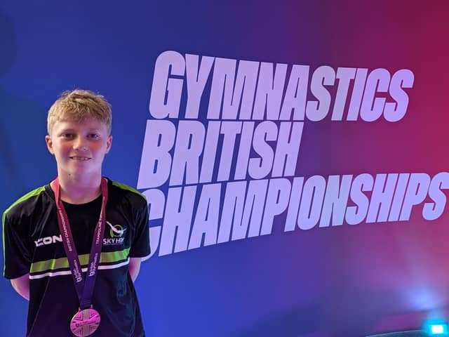Adam Bevis at the Gymnastics British Championships competing in the Junior Men's category in Trampolining. (Image: contributed)