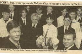 Mark Dunford with the rest of the South East Hants squad in 1993. The newspaper cutting is from the Portsmouth News. Picture: Mark Dunford/Portsmouth News