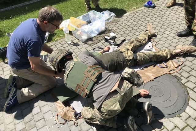 Gianluca Colucci (pictured) is helping to save lives in Ukraine by training medics on the frontline and addressing medical needs which have gone unmet during the war. Photo: UGC