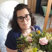 Kelly in hospital after the surgery.