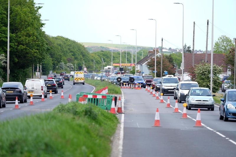 Motorists are currently delayed in their journeys by more than one hour after unplanned roadworks were carried out on the A27 this evening.