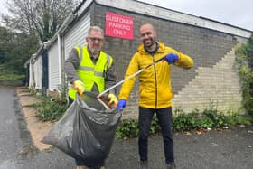 Eastbourne MP Josh Babarinde litter-picking with the public. Picture: Josh Babarinde MP.