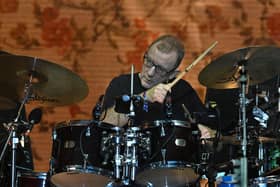 British band Blur drummer Dave Rowntree performs during the music festival Les Vieilles Charrues in Carhaix-Plouguer, western France, on July 14, 2023.  (Photo by DAMIEN MEYER/AFP via Getty Images)