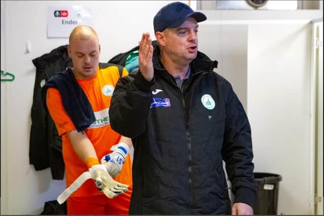 Graeme Gee issues instructions in the dressing room before Chi City's big FA Cup tie at Tranmere in 2019 | Picture: Neil Holmes