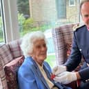 Joan Willett is awarded the BEM by Lord-Lieutenant of East Sussex, Mr Andrew Blackman CStJ. Picture: Contributed