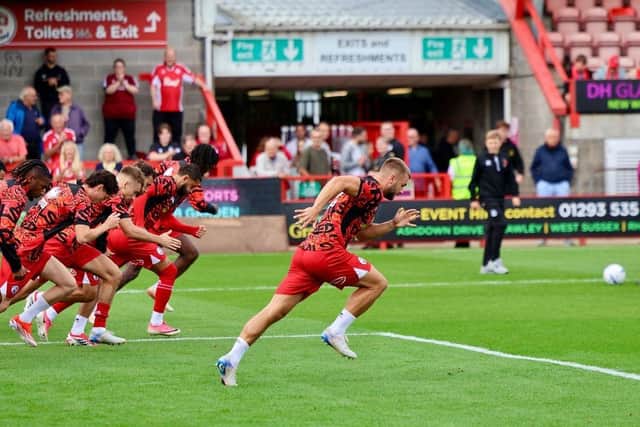 Crawley Town lost 3-1 to Cheltenham Town at the Broadfield Stadium | Picture: Thomas Forbes @thomasforbes_photography