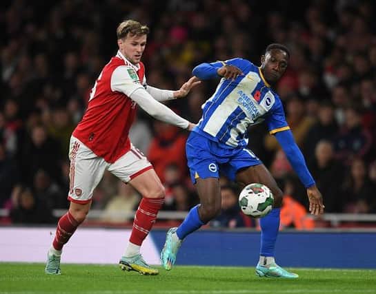 Brighton striker Danny Welbeck in action against Arsenal earlier this season in the Carabao Cup
