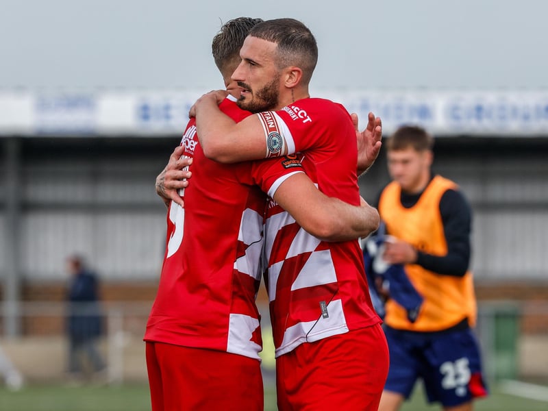 Images from Eastbourne Borough's 2023-24 season opener, a 1-0 National South home win over Hampton and Richmond