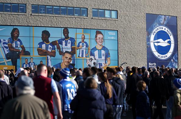 A general view outside the stadium prior to the Premier League match between Brighton & Hove Albion and Aston Villa at American Express Community Stadium