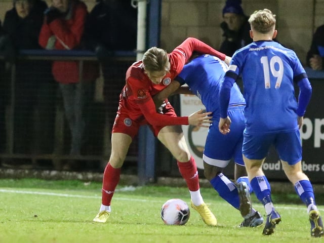Action from Worthing FC's 1-1 draw at Chippenham in the National League South