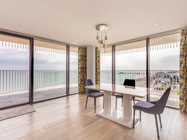 This stunning, three-bed, sixth-floor beachfront apartment offers incredible views. The property is on the market with Michael Jones and Company with a guide price of £1,075,000