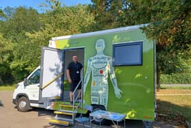 Wellbeing advisor Sam Lusted at the Crawley Wellbeing mobile unit