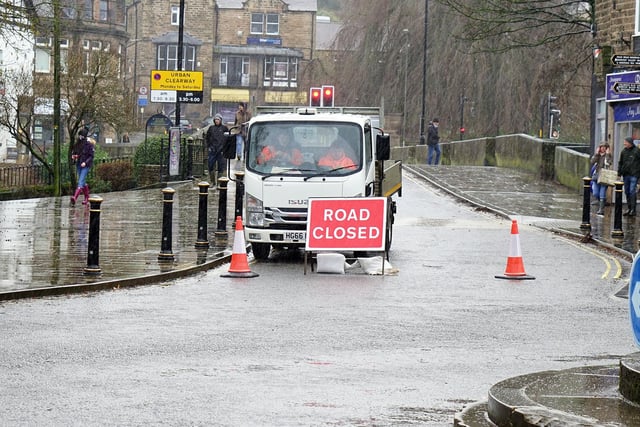 Road closure signs were put in place across the town as Matlock woke to more flooding misery.