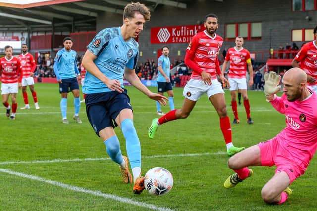 Eastbourne Borough on the way to winning at Ebbsfleet | Picture: Lydia Redman