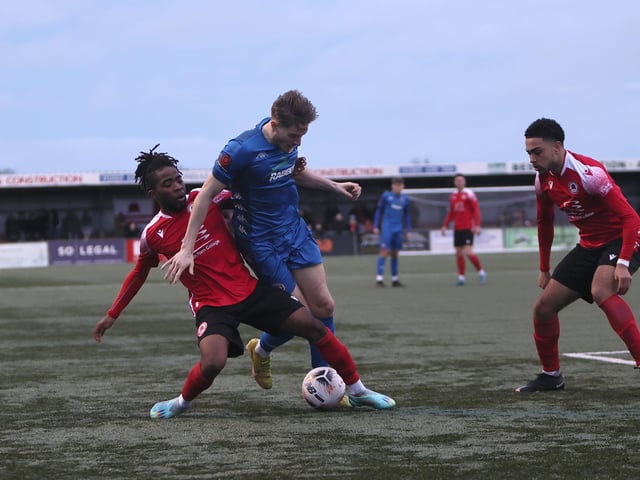 Action from Worthing's 2-0 National South win at Eastbourne Borough