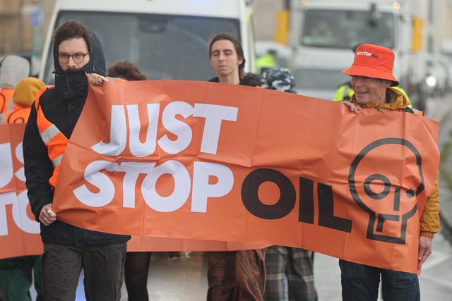 Just Stop Oil protest on Brighton seafront