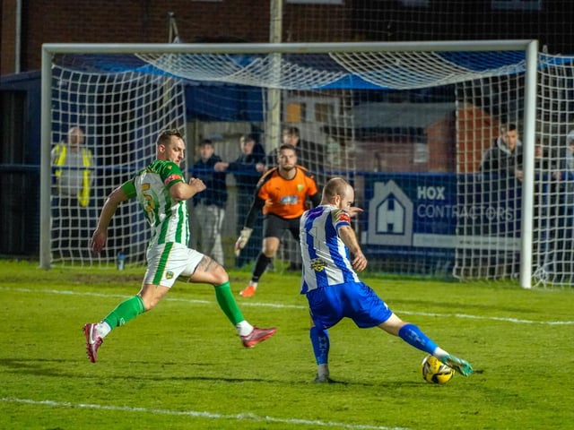 Action from Haywards Heath Town FC;s 1-1 draw with VCD in the Isthmian south east division