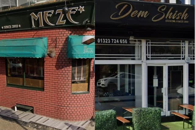 Meze Restaurant, nominated for "Best Kebab Restaurant - South of England", and Dem Shish Restaurant & Cocktail Bar, nominated for "Fine Dining Restaurant". Photos: Google