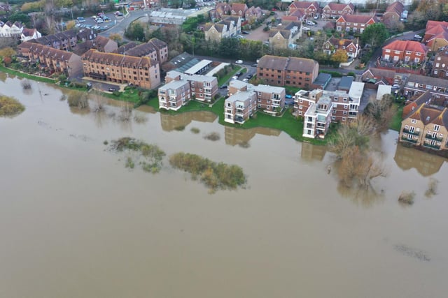 The floodwater was dangerously close to a number of properties