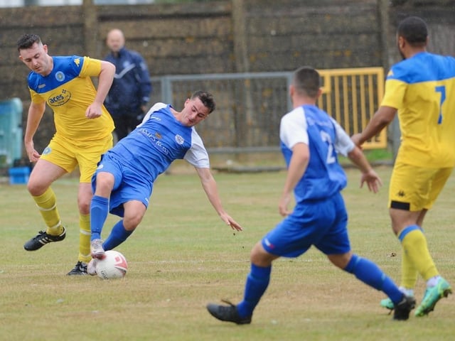 Shoreham FC take on Epsom and Ewell FC in a pre-season friendly at Middle Road