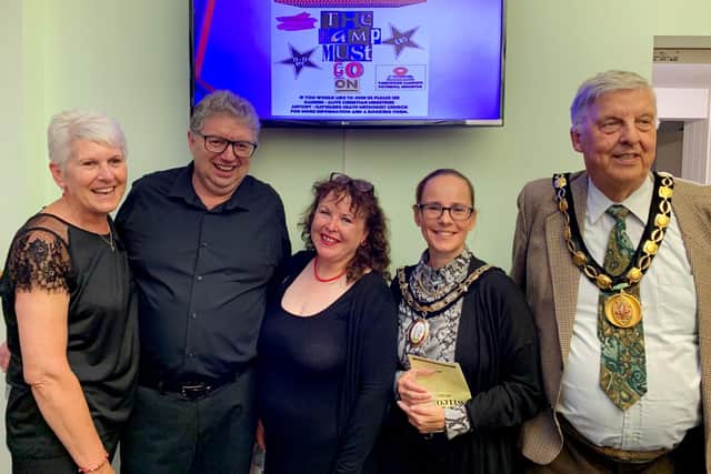 Haywards Heath mayor Stephanie Inglesfield with MSDC chair cllr Rodney Jackson and Coro Nuovo choir members Rob and Denise Carpenter and Marion Smith