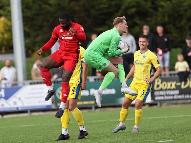 Action from Worthing FC's 1-1 draw with Taunton Town in National League South