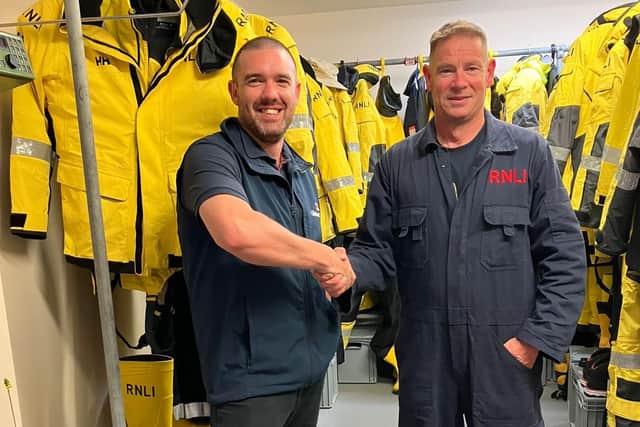 Nick with RNLI assessor Matt Parr. Photo: Newhaven RNLI