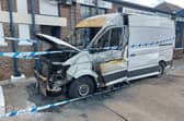 The damaged van at Eastbourne Tyre Company. Photo: Adam Sayer