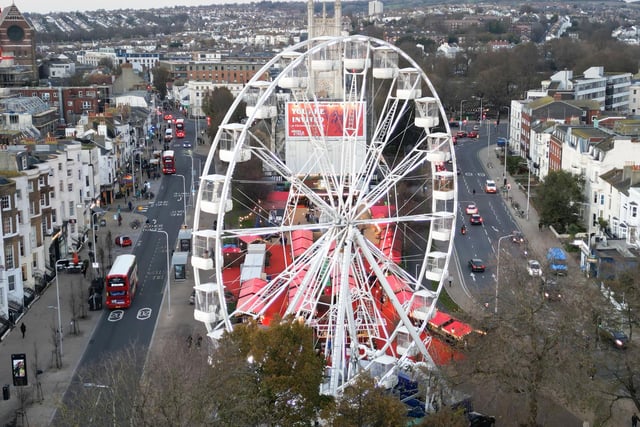 The eye-catching 32-metre gondola wheel sits in the middle of the market, offering a 360-degree unobstructed view of Brighton