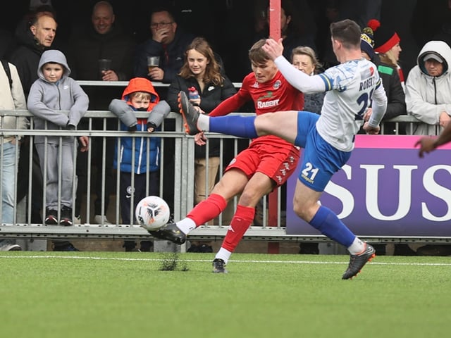 Action and goal celebrations from Worthing FC's 3-2 National South win over Havant and Waterlooville at Woodside Road