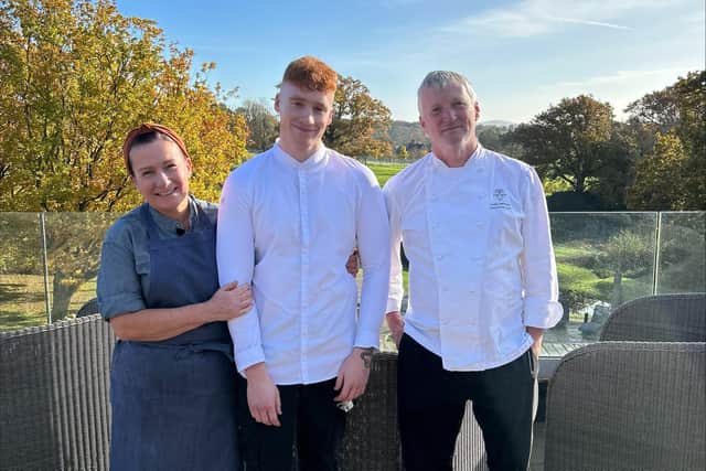 MasterChef:The Professionals 2023 winner Tom Hamblet with his mum Haley and dad Lewis, who also work as chefs at Horsham's five-star South Lodge Hotel