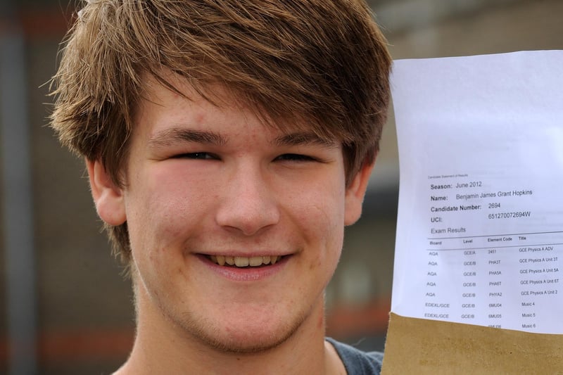 A-level students at St Pauls College, Burgess Hill, receive their results. Ben Hopkins 2 A*s and one A