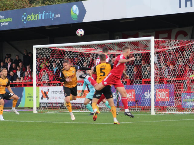 Action from Crawley Town's 2-1 win over Newport County. Picture by Cory Pickford
