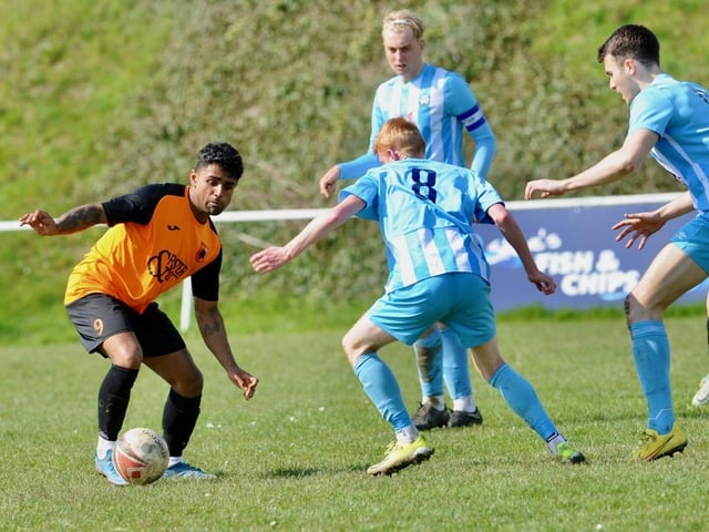 Action from Worthing United's win at home to Mile Oak in the SCFL Division 1
