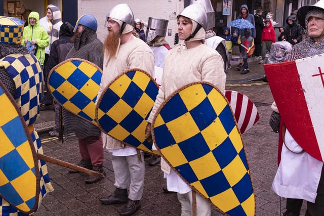 The procession promotes and celebrates the famous battle from the Second Barons' War on May 14, 1264.