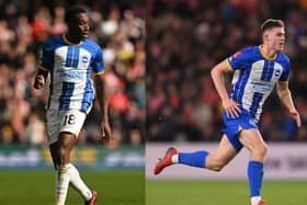 Danny Welbeck (left) is relishing his role as a mentor for young star Evan Ferguson (right) – and feels Brighton is an ‘unbelievable environment’ for the teenager to learn his trade. Photos: Getty Images