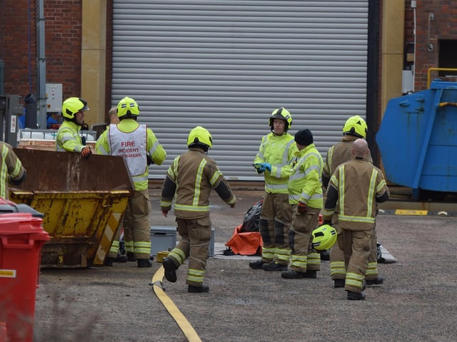 The fire service by the wastewater treatment works in Eastbourne. Picture from Sussex news and pictures
